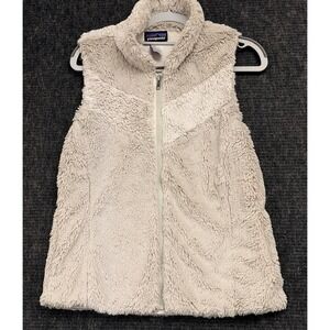 Patagonia Women Pelage Fleece Fur Vest in Bleached Stone Sz Med Activewear Poly